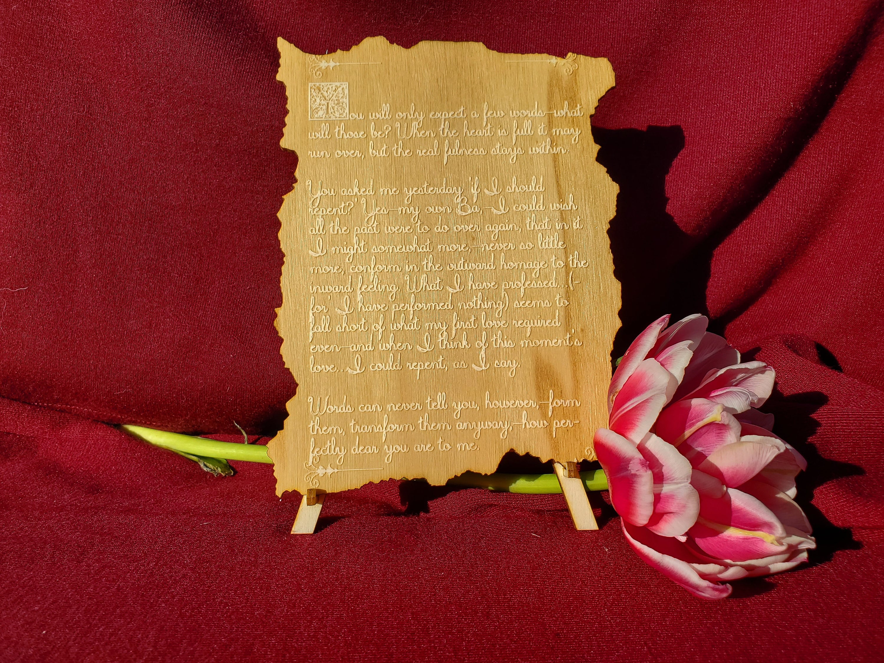 Custom Engraved Wooden Plaque: Personalized Wedding Vows, Love Letter Keepsake