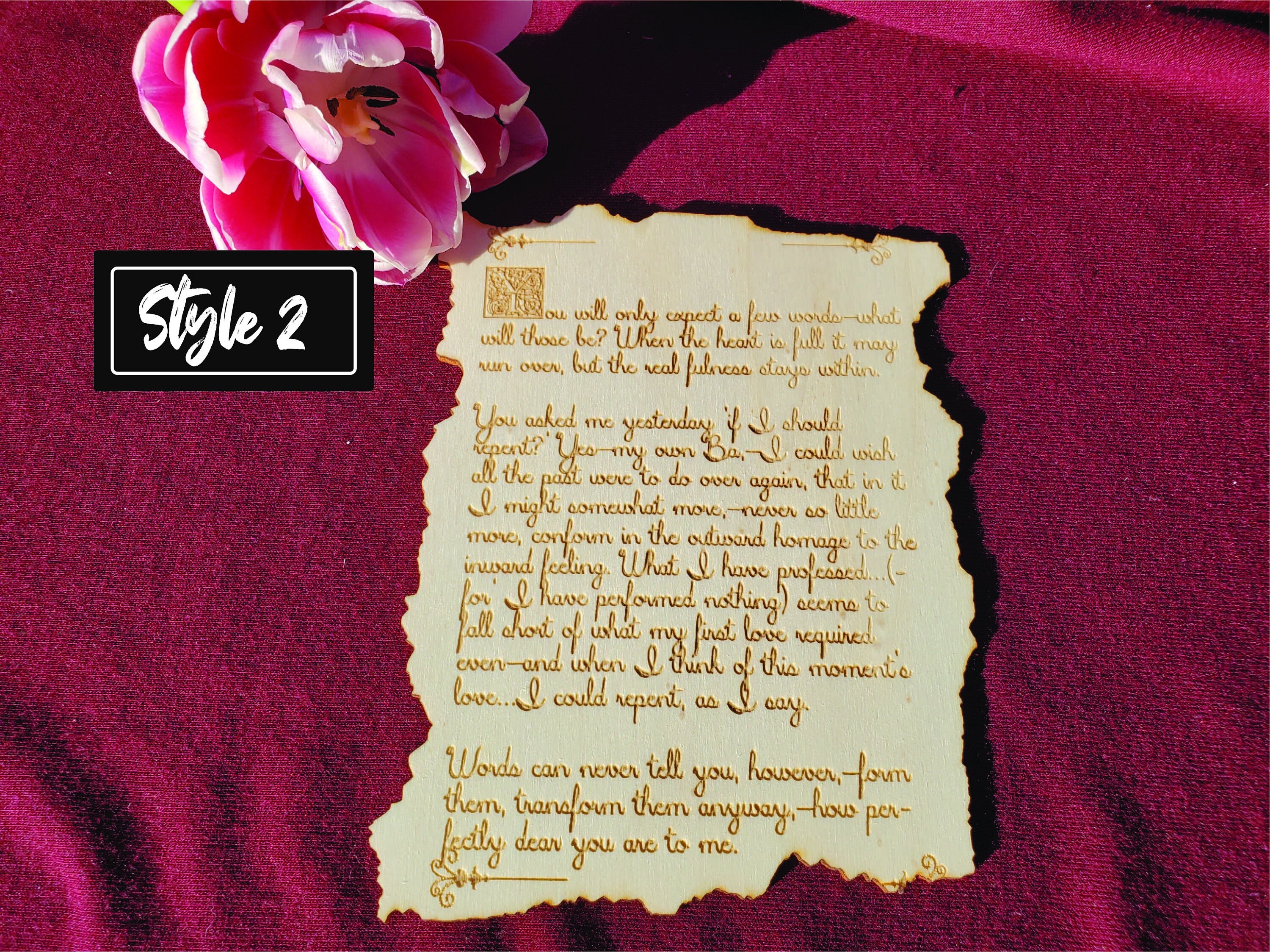 Custom Engraved Wooden Plaque: Personalized Wedding Vows, Love Letter Keepsake