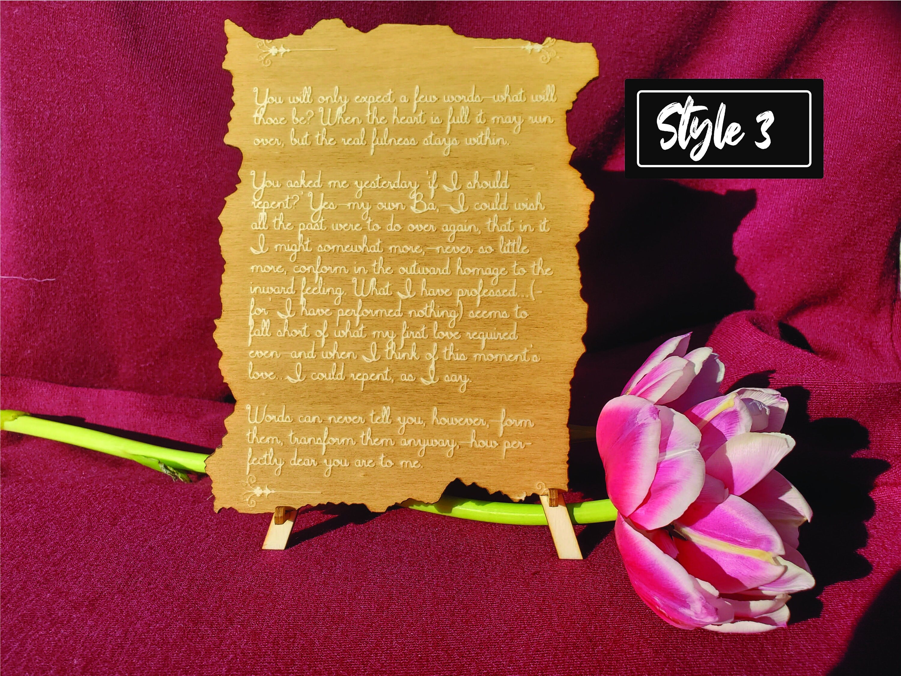 Custom Engraved Wooden Plaque: Personalized Wedding Vows, Love Letter Keepsake