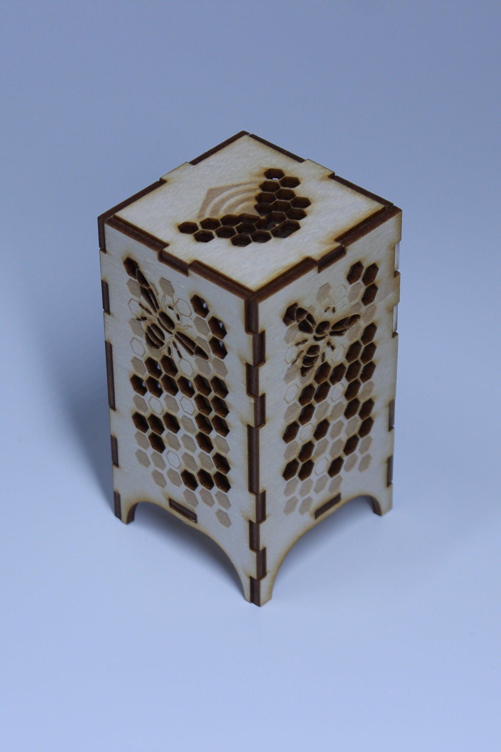 Bee LED Tea Light Lantern: Wooden Candle Holder