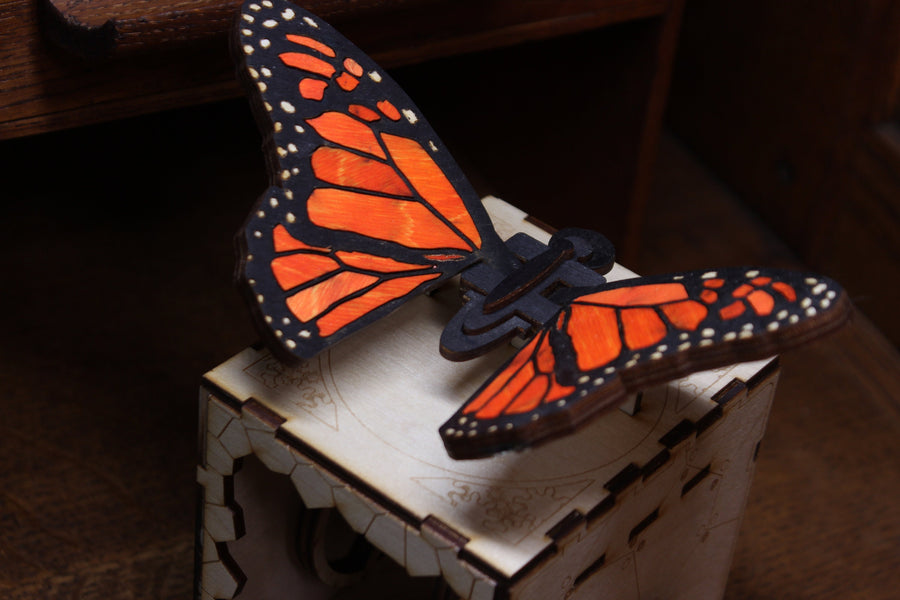 Monarch butterfly automata, Wooden butterfly model, Hand Painted Birthday gift