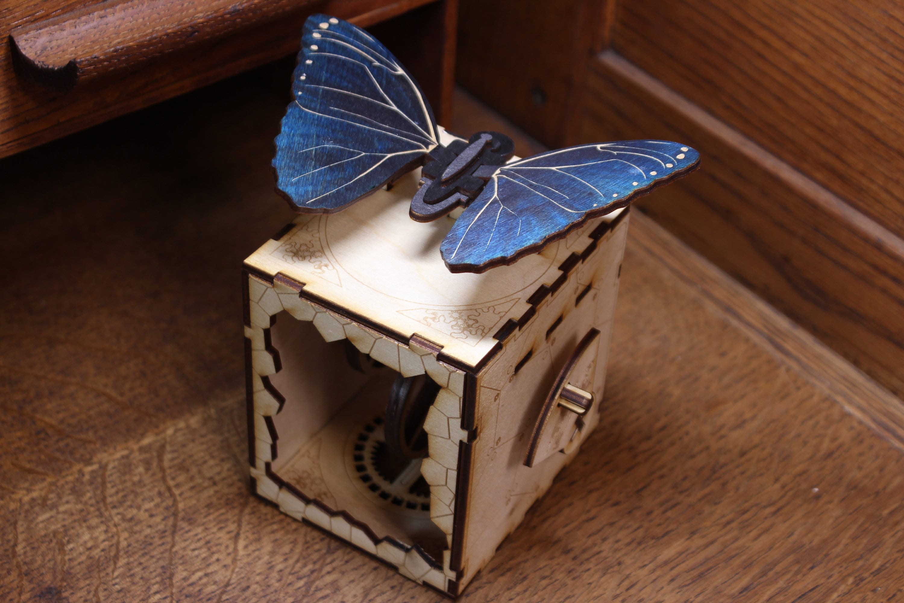 Blue Morpho Butterfly Automata, Wooden Butterfly Model, Science Gift