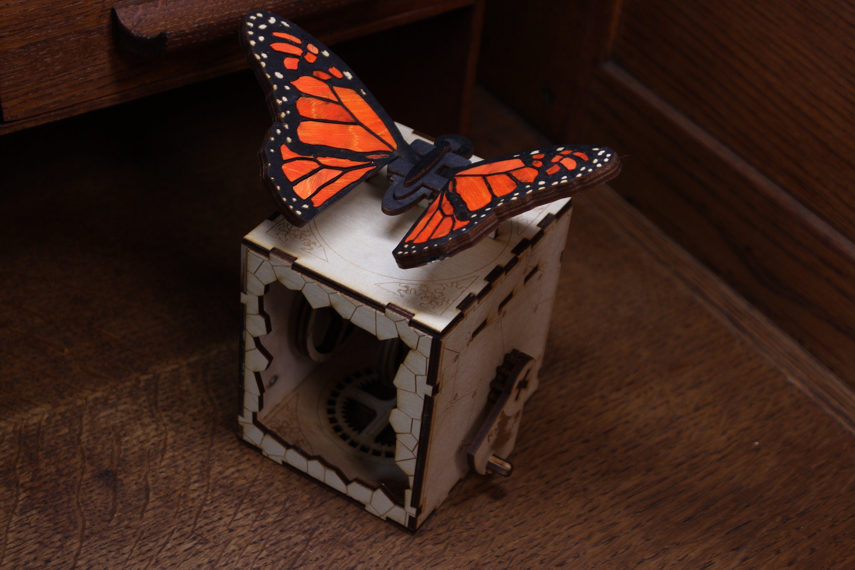 Monarch butterfly automata, Wooden butterfly model, Hand Painted Birthday gift