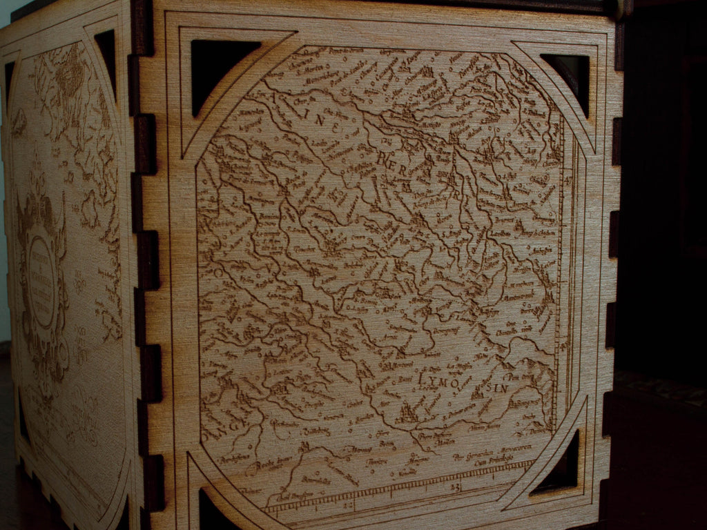 Engraved Wooden Box: Victorian Nautical Map Keepsake