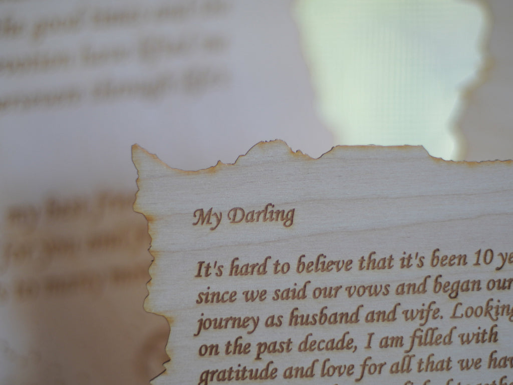 Personalized forest and night sky letter. Wood engraved poem. Small medium and Large