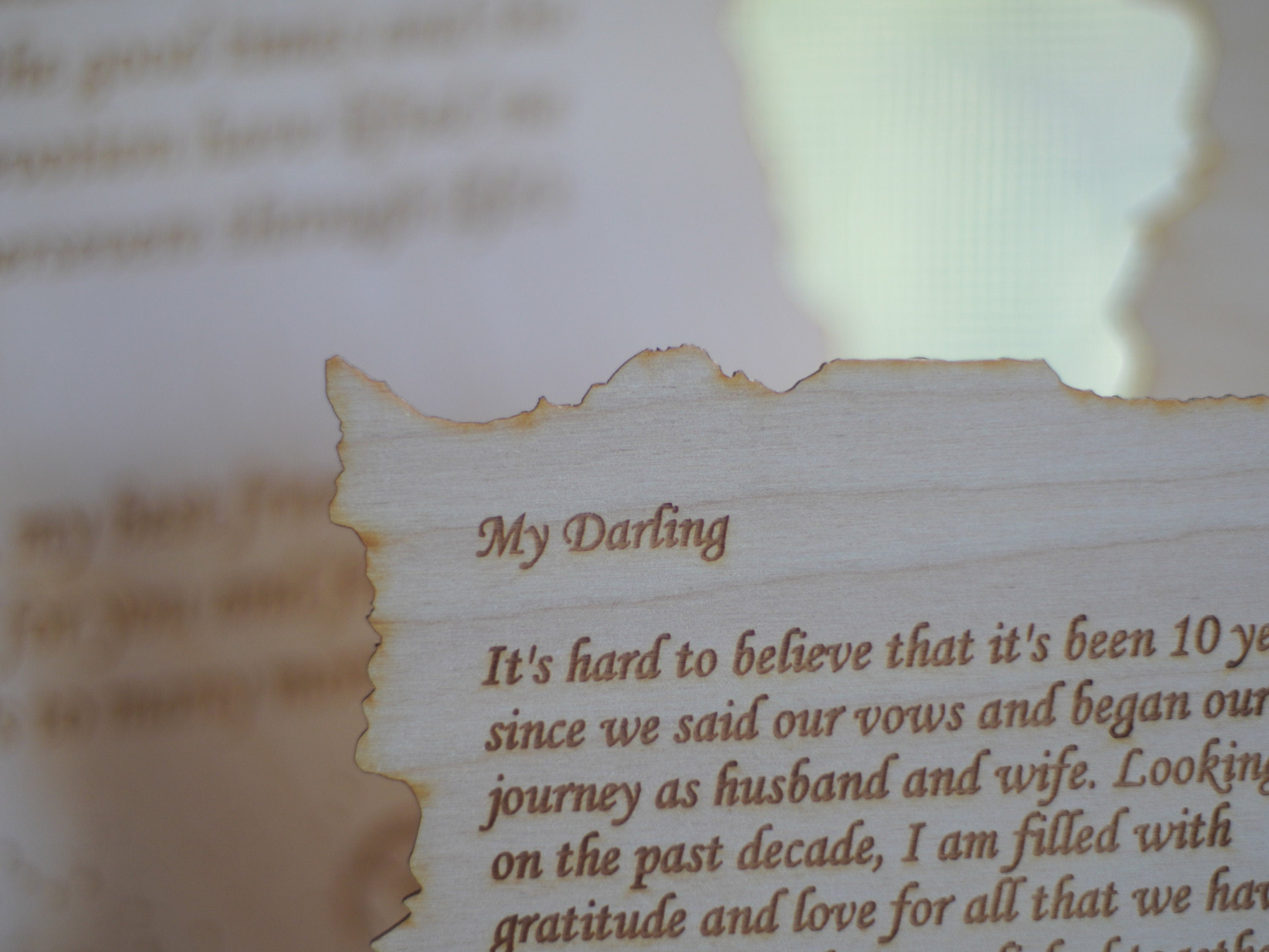 Personalized forest and night sky letter. Wood engraved poem. Small medium and Large