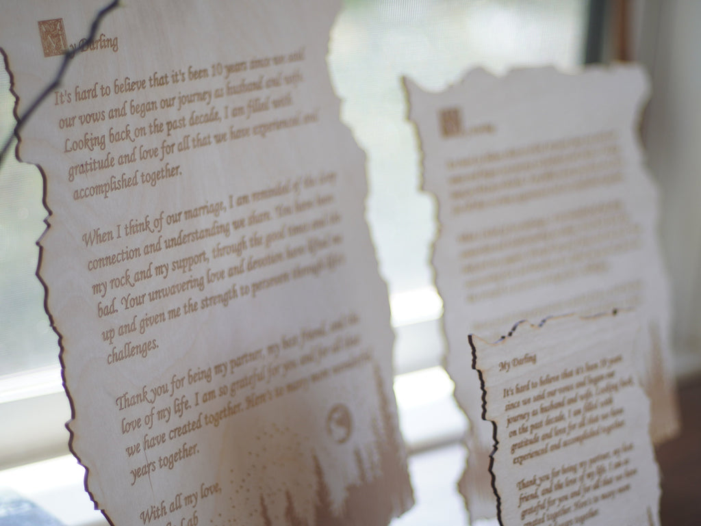 Personalized forest and night sky letter. Wood engraved poem. Small medium and Large