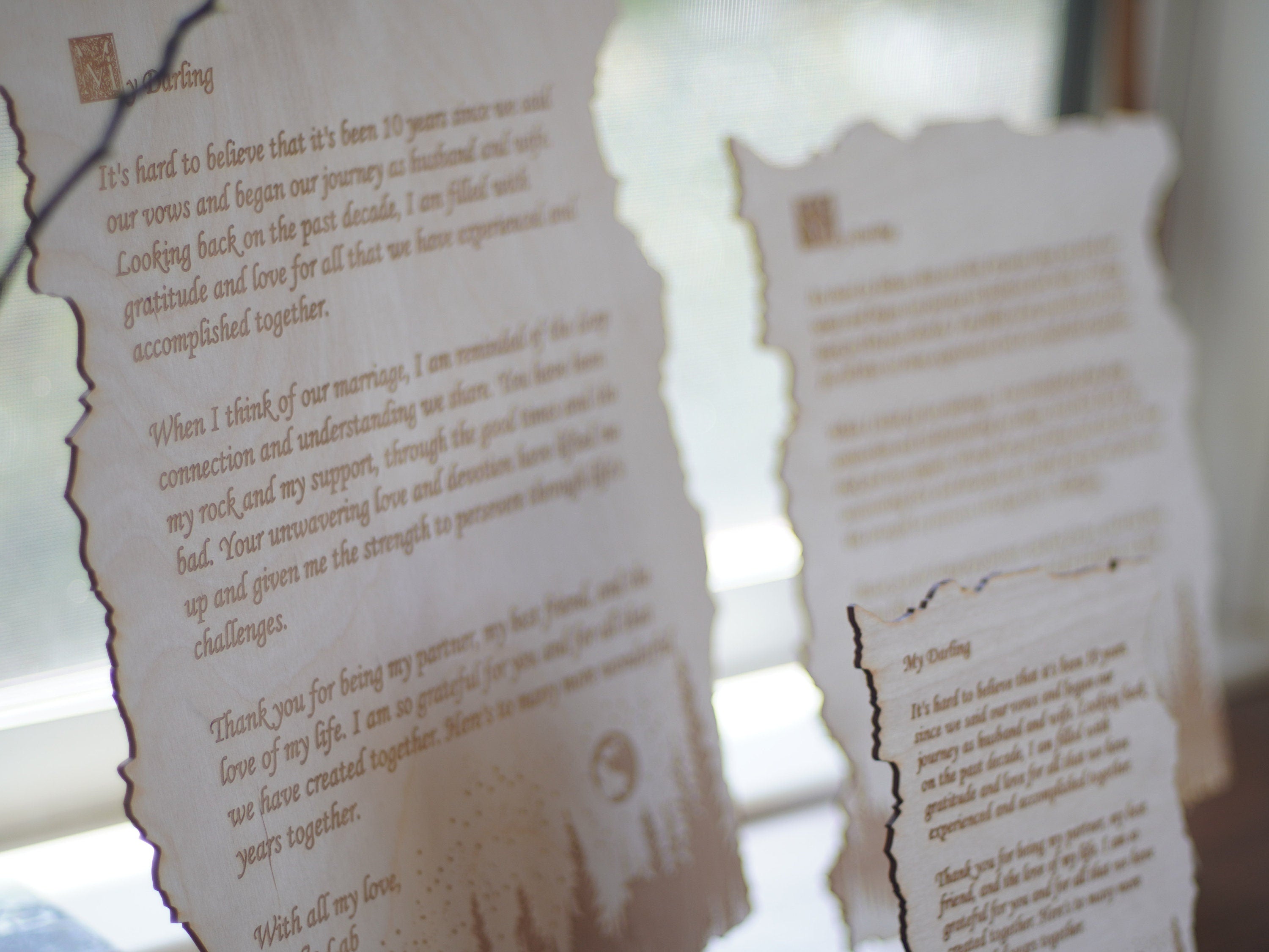 Personalized forest and night sky letter. Wood engraved poem. Small medium and Large