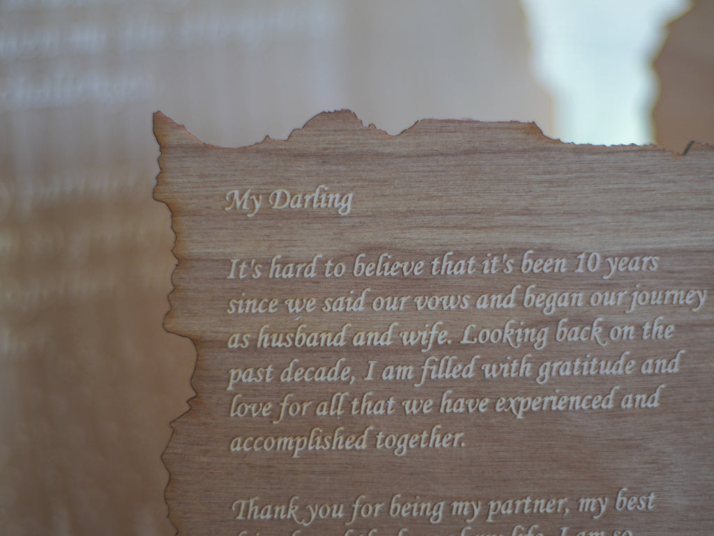 Personalized forest and night sky letter. Wood engraved poem. Rustic Home decor