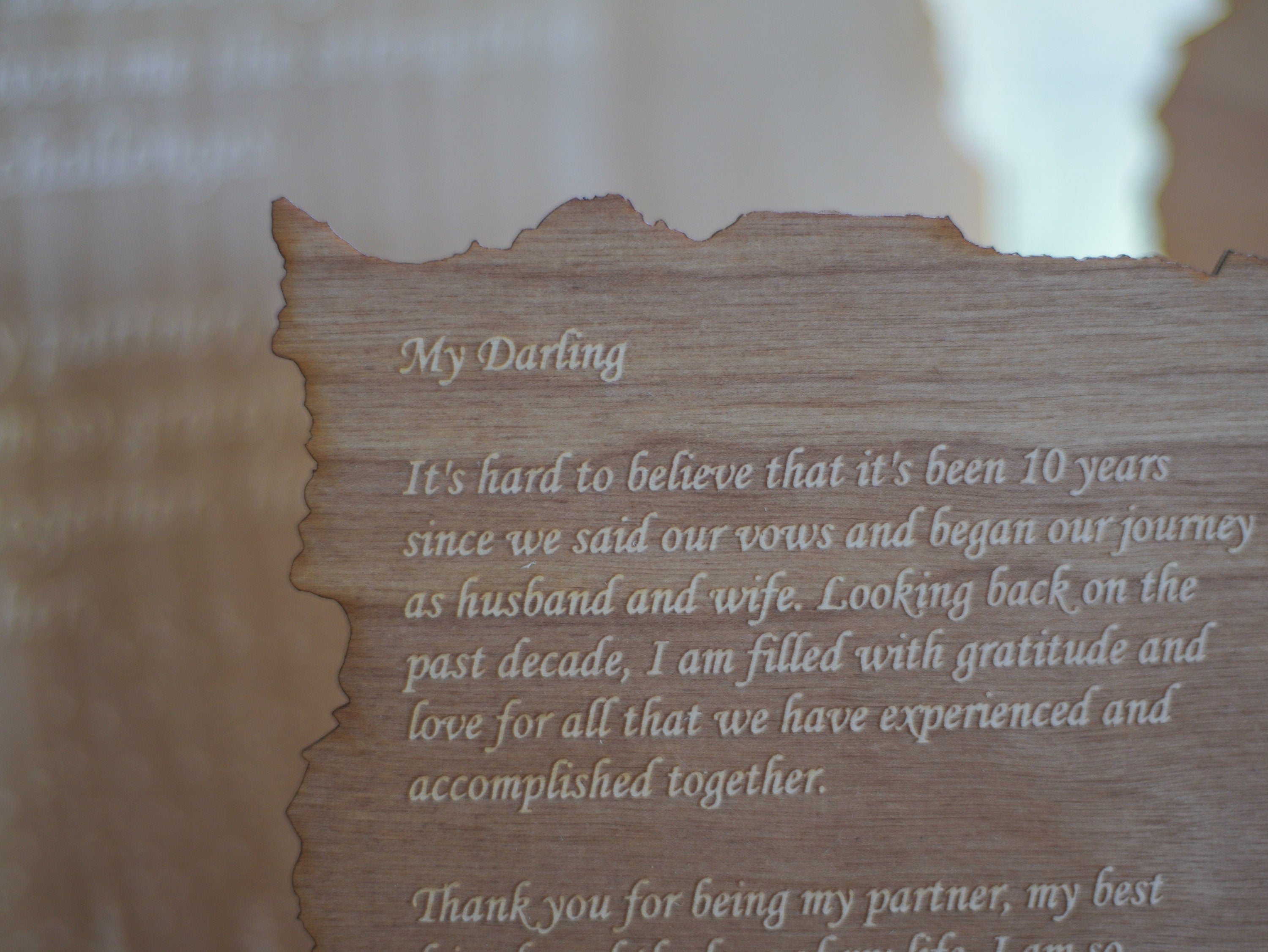 Personalized forest and night sky letter. Wood engraved poem. Rustic Home decor