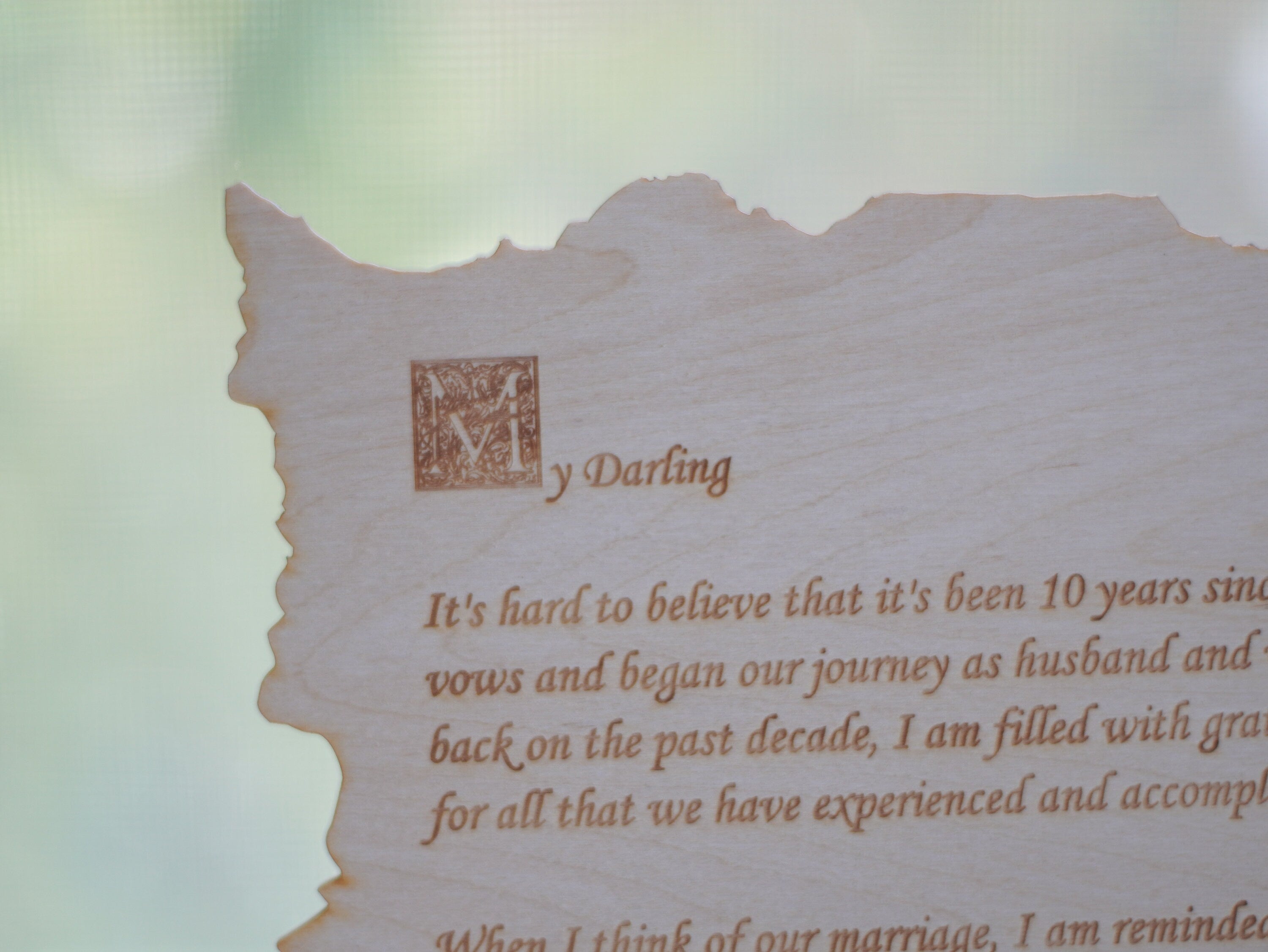 Personalized forest and night sky letter. Wood engraved poem. Small medium and Large