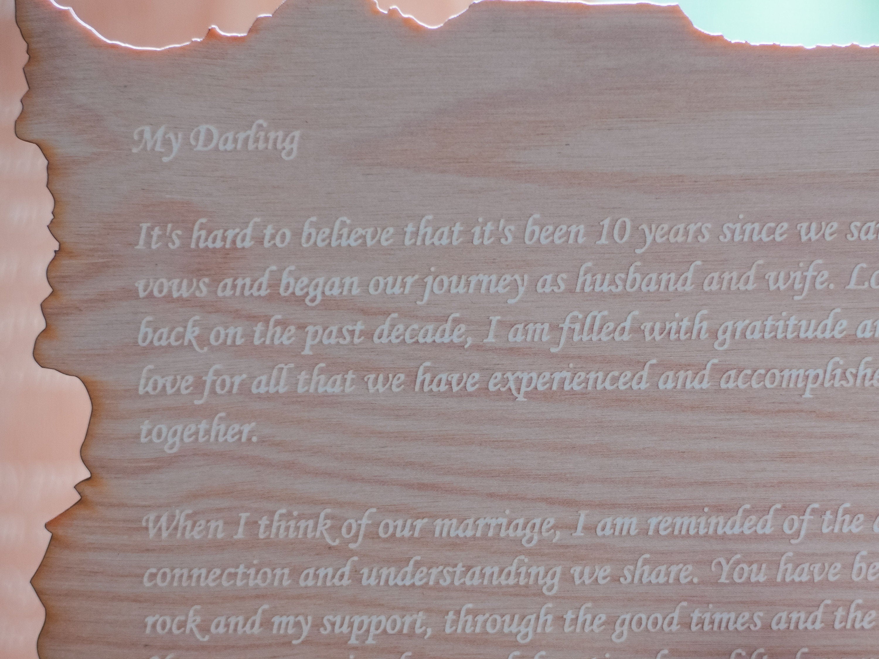 Custom Wood Engraved Poem: Personalized Keepsake Gift
