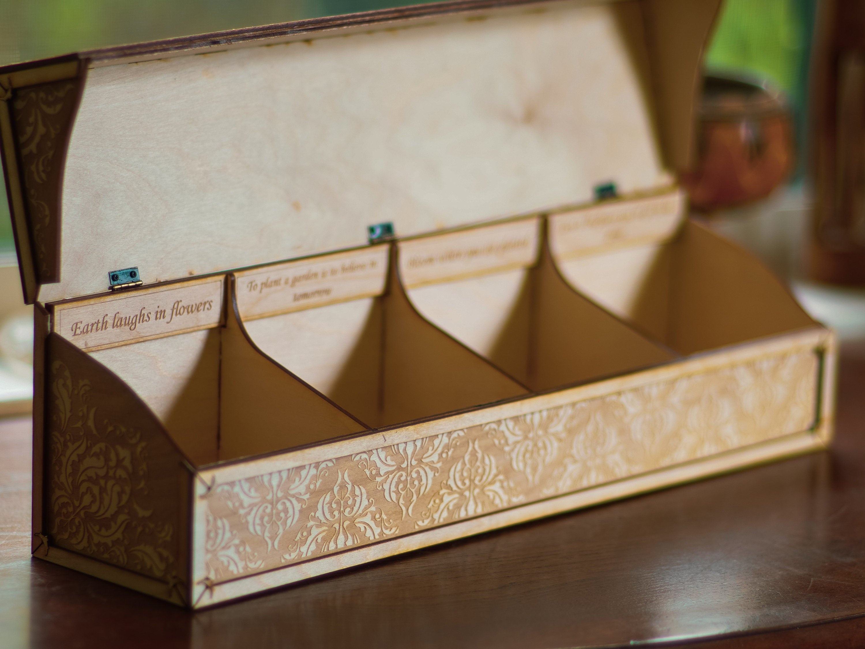 Personalized Storage Box | Custom Tea packet box | Cottage Core Decor | Personalized quote box