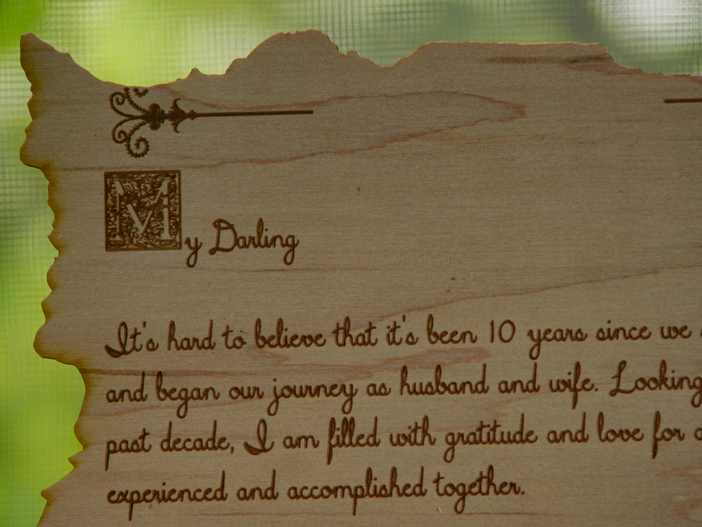 Wood engraved poem | Custom short story or poem with a stand | Personalized Anniversary gift