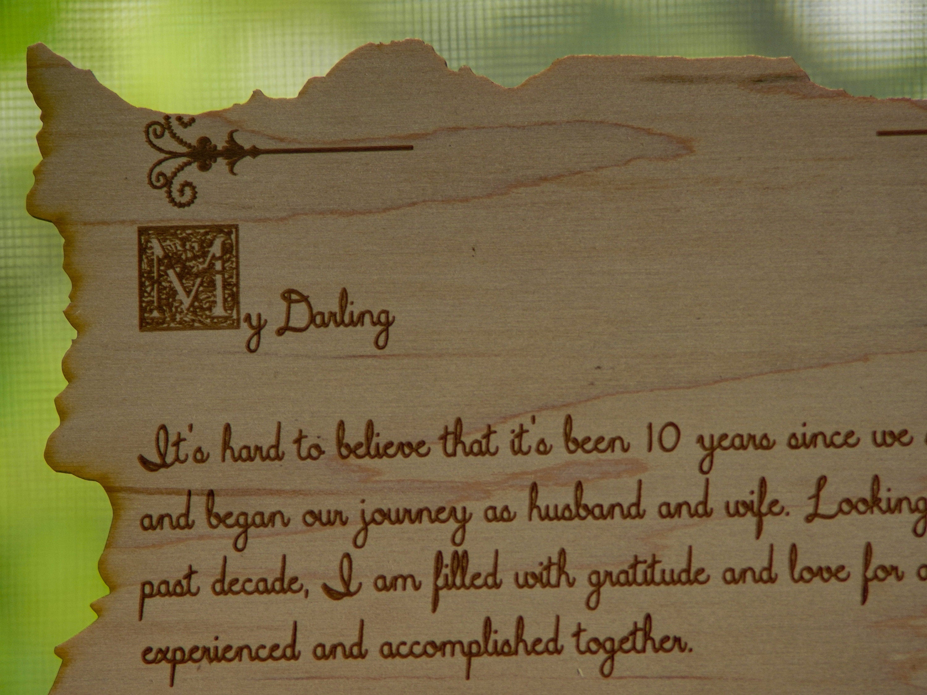 Wood engraved poem | Custom short story or poem with a stand | Personalized Anniversary gift