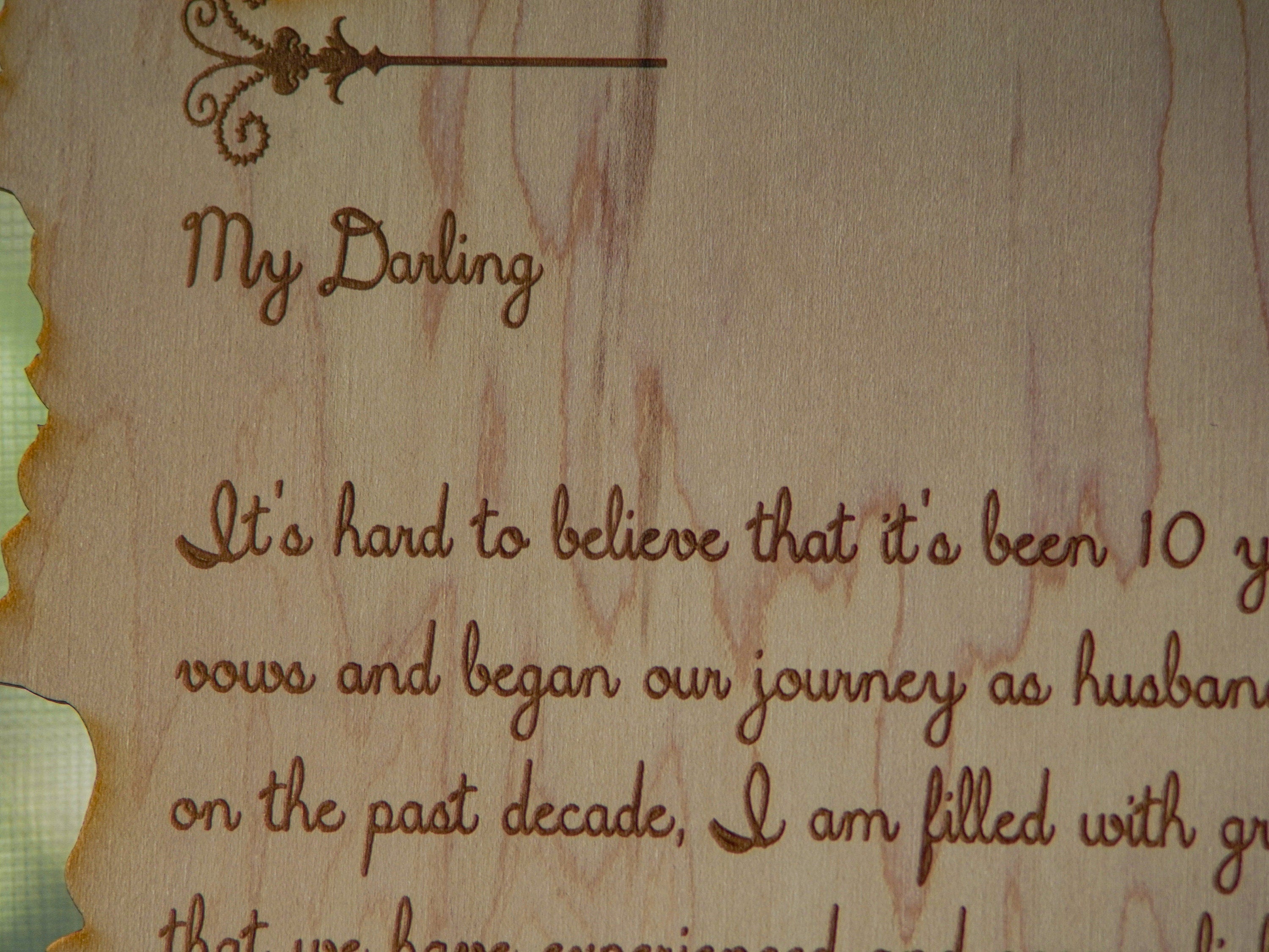 Wood engraved poem | Custom short story or poem with a stand | Personalized Anniversary gift