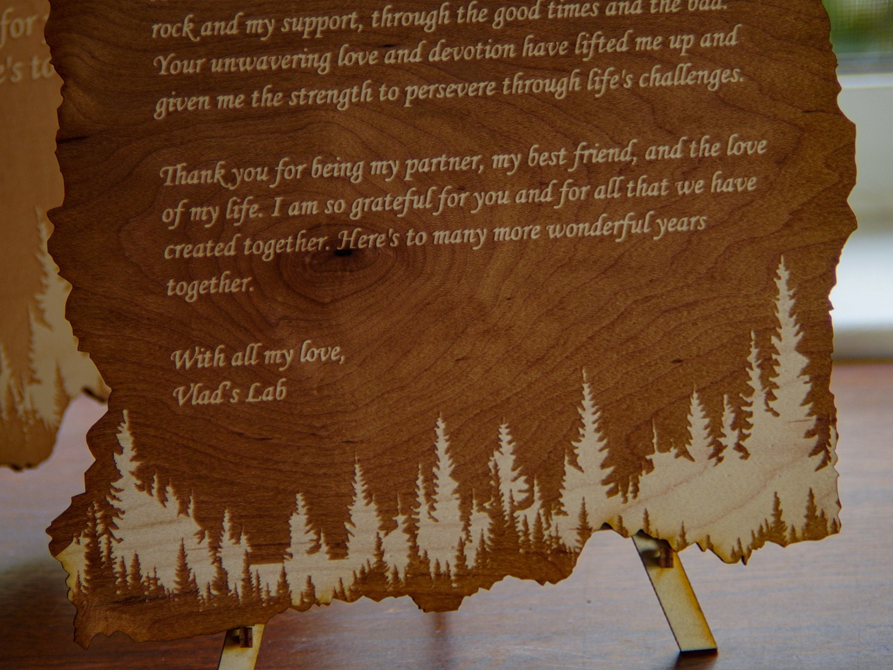 Engraved Wood Poem Plaque - Personalized Anniversary Gift