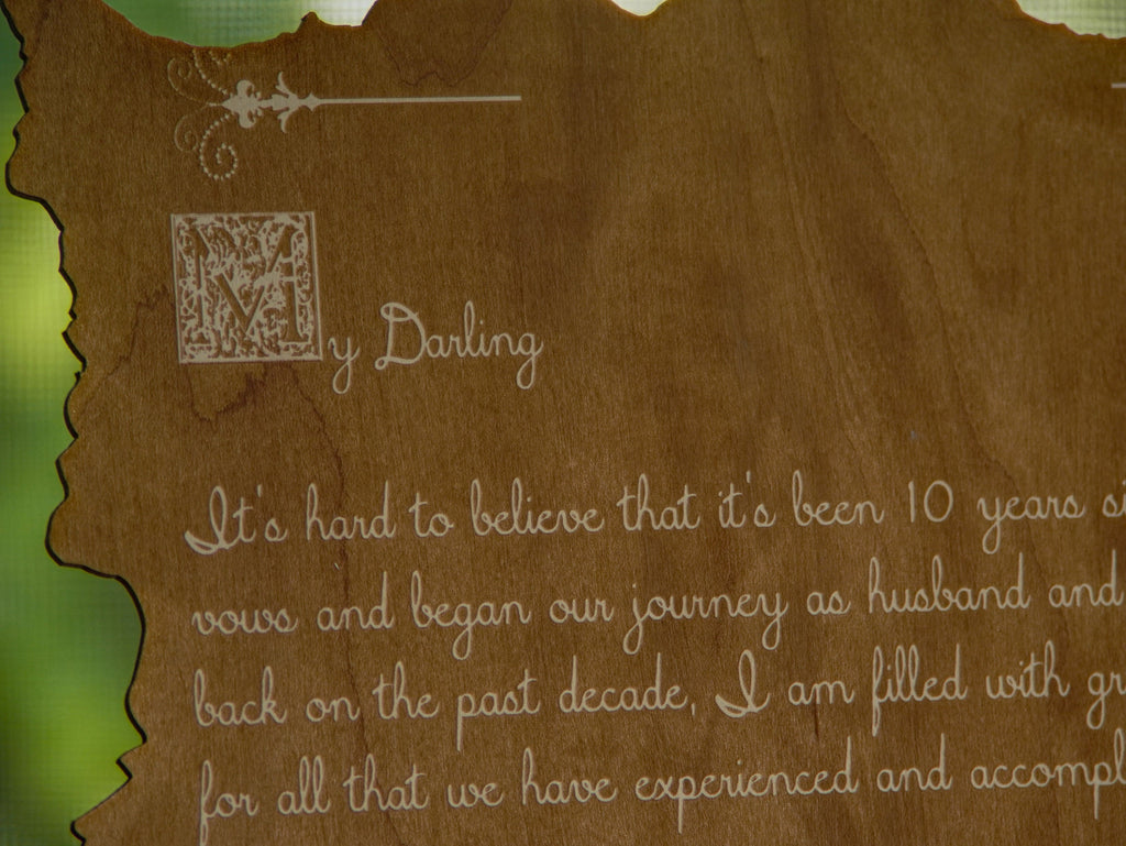 Wood engraved poem | Custom short story or poem with a stand | Personalized Anniversary gift