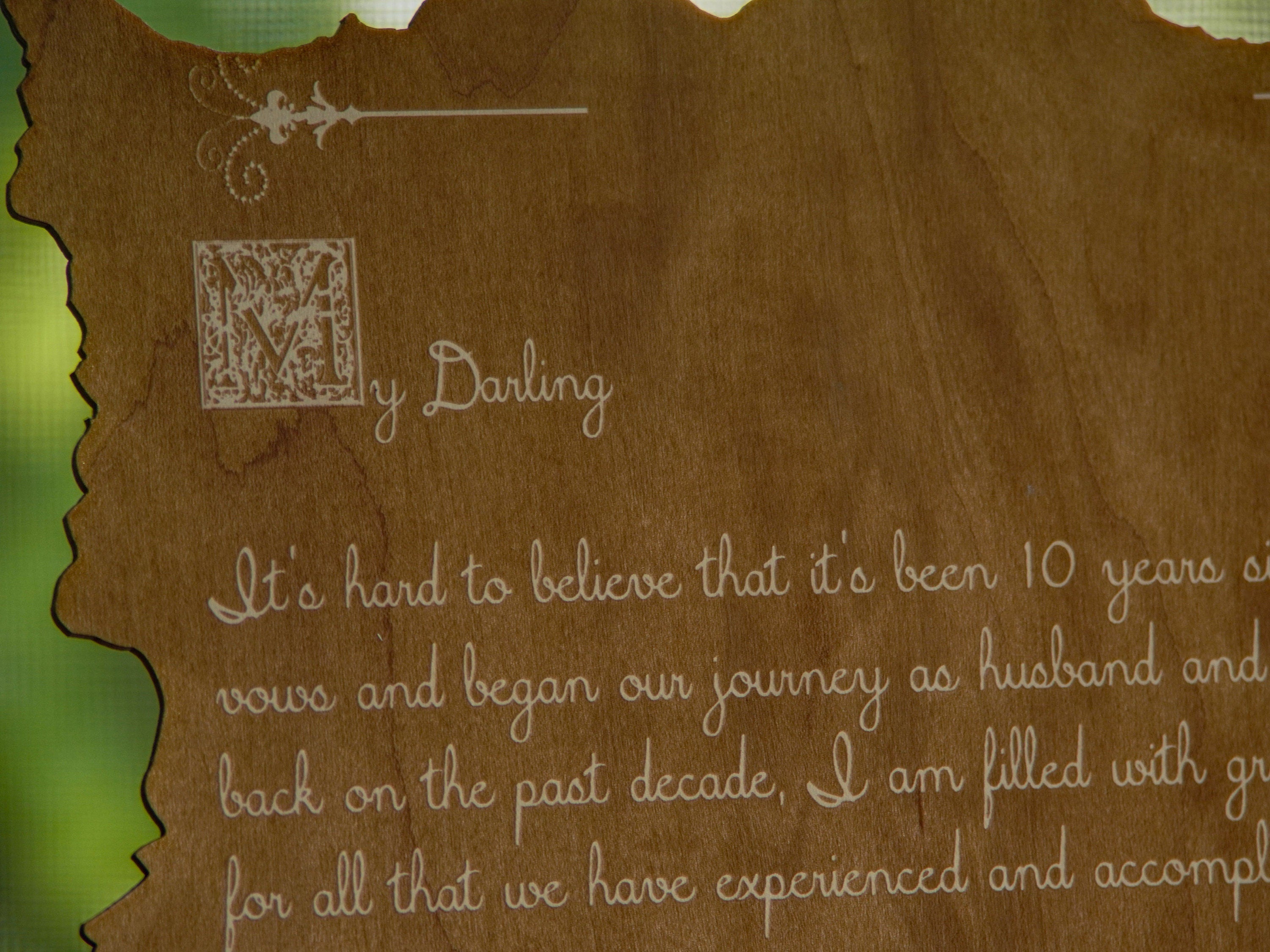 Wood engraved poem | Custom short story or poem with a stand | Personalized Anniversary gift