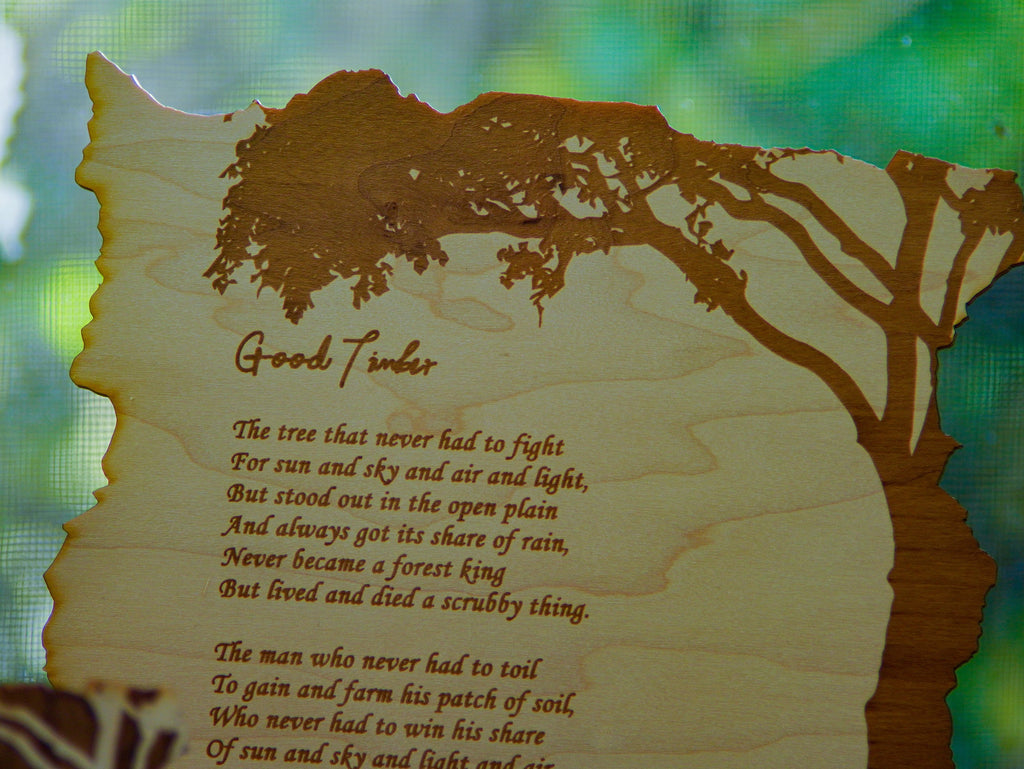 Good Timber Wood engraved poem| Poem with a stand | Large, medium and small.