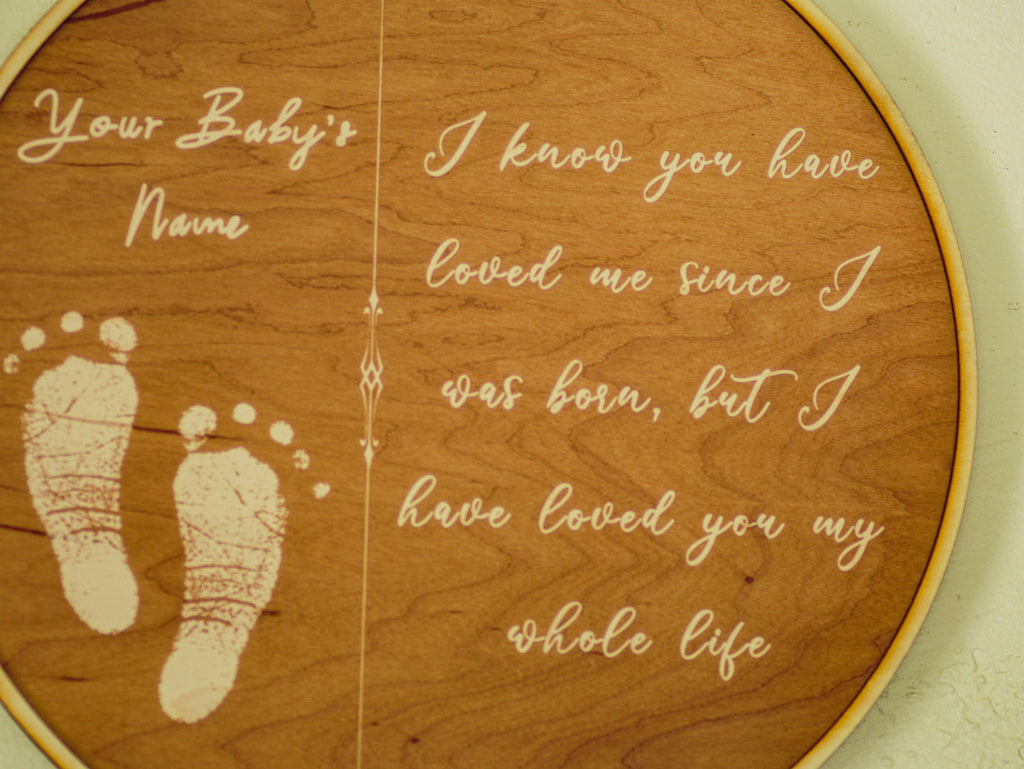 Engraved Footprint Name Sign: Personalized Wood Nursery Decor