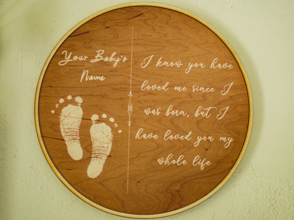 Engraved Footprint Name Sign: Personalized Wood Nursery Decor