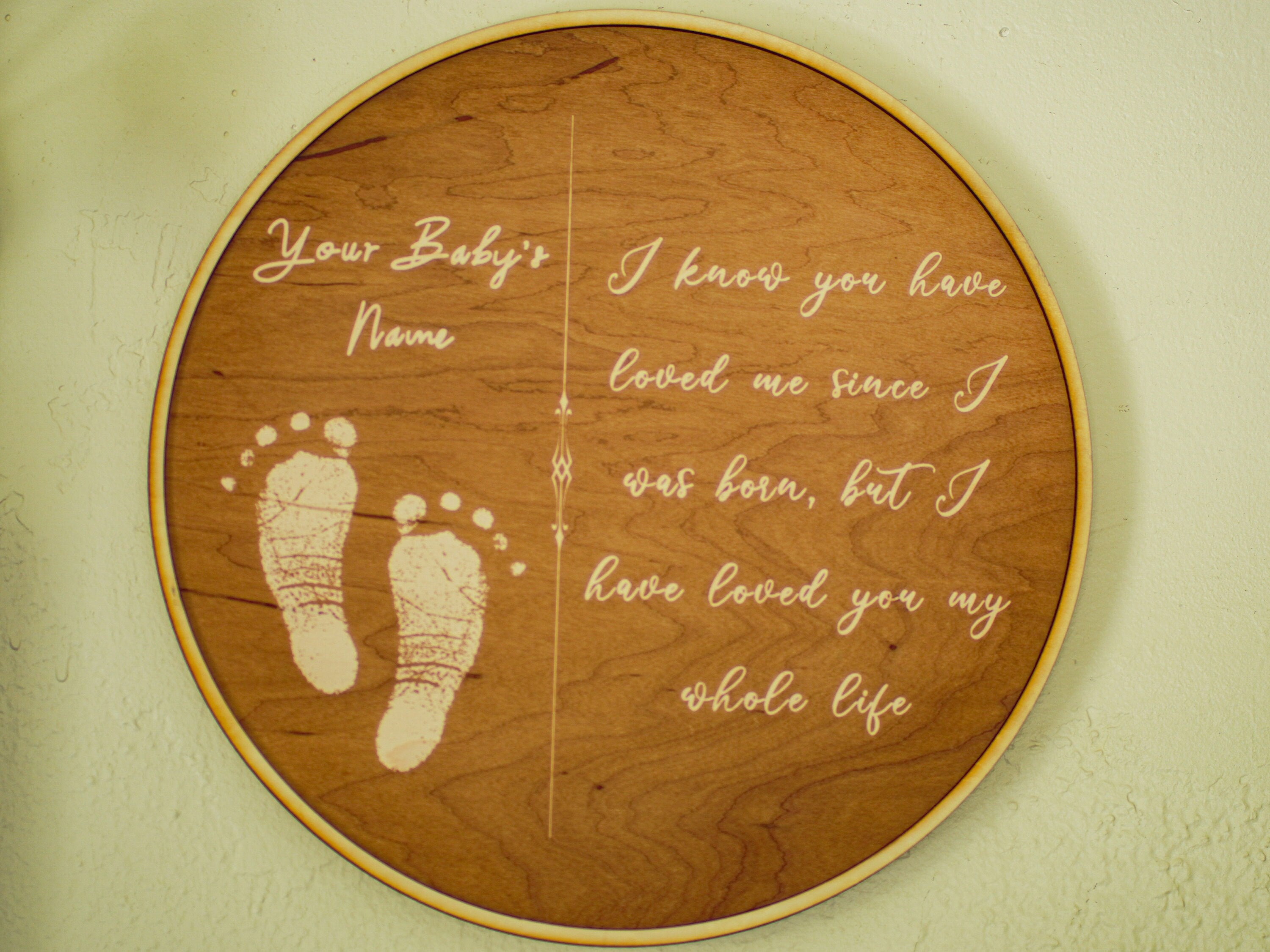 Engraved Footprint Name Sign: Personalized Wood Nursery Decor