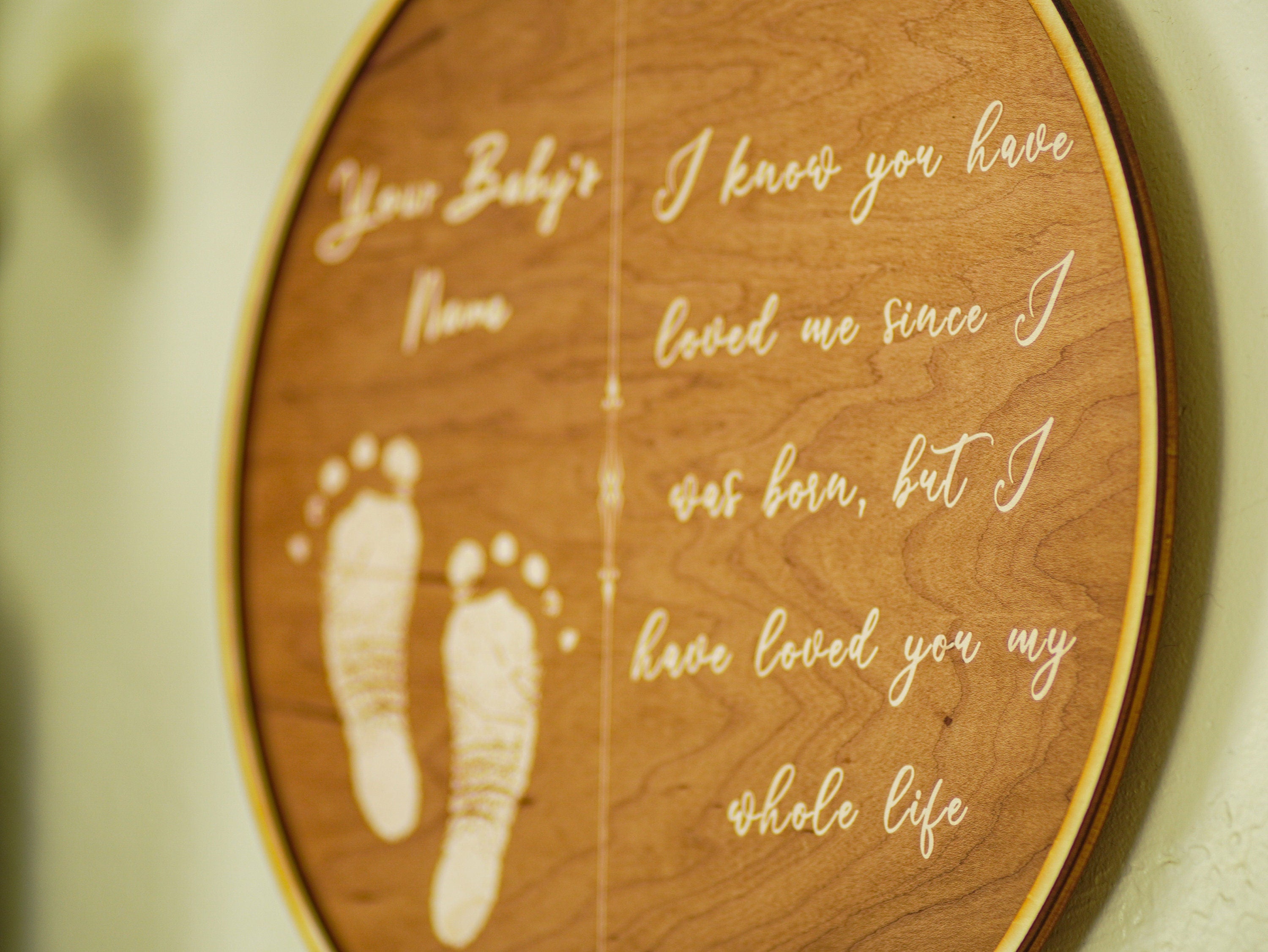 Engraved Footprint Name Sign: Personalized Wood Nursery Decor