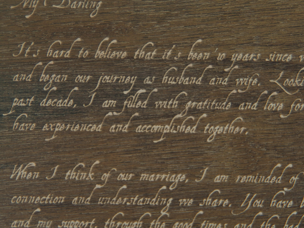 Custom Engraved Mahogany Love Letter - Rustic Forest Decor