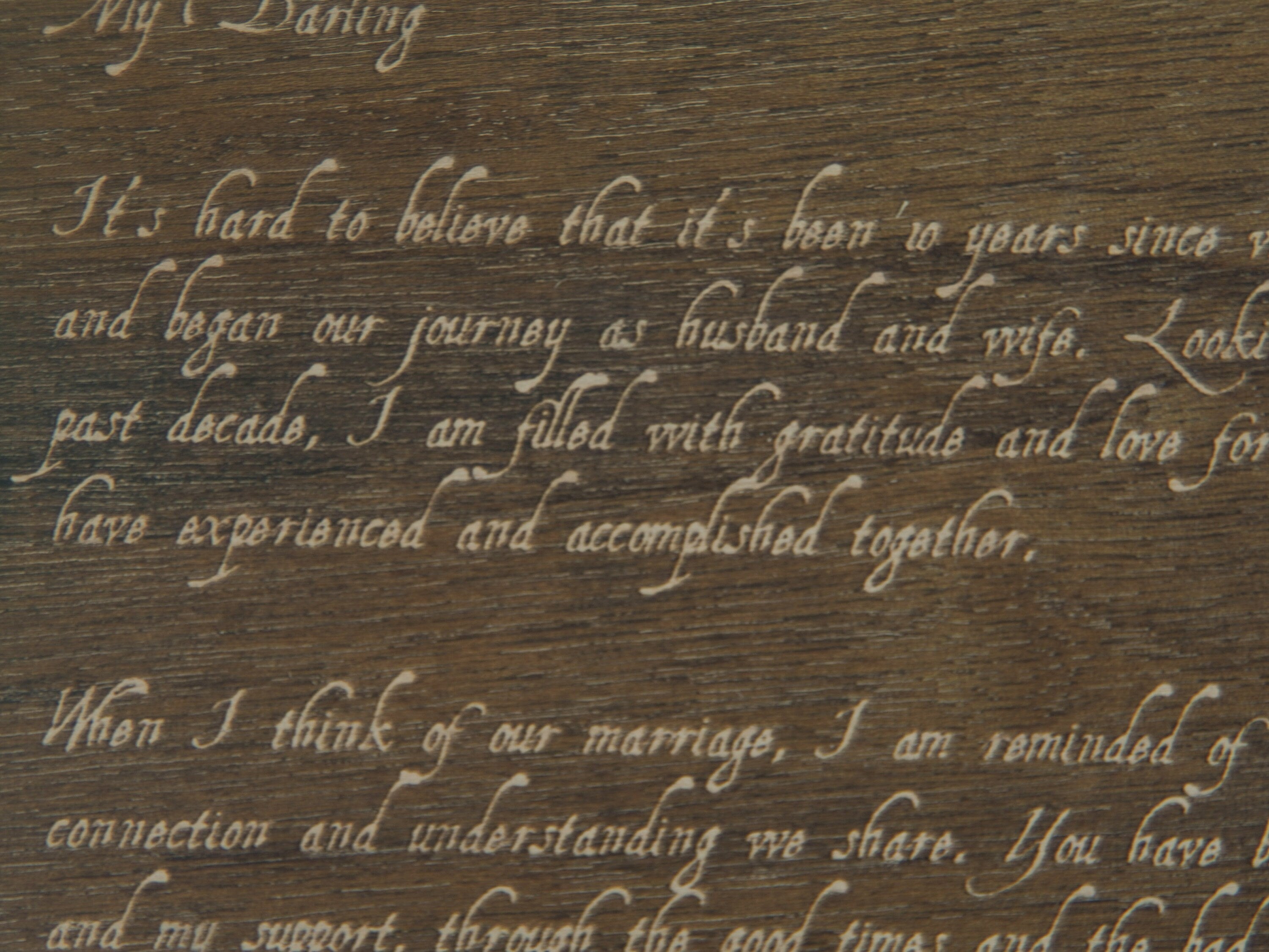 Custom Engraved Mahogany Love Letter - Rustic Forest Decor