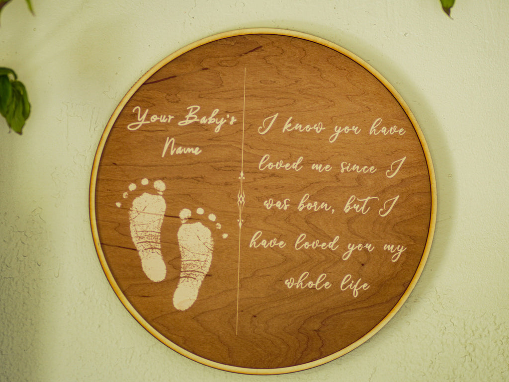 Engraved Footprint Name Sign: Personalized Wood Nursery Decor
