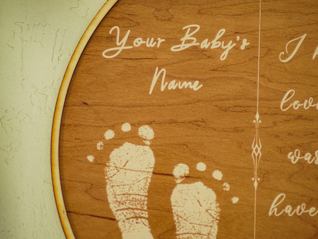 Engraved Footprint Name Sign: Personalized Wood Nursery Decor