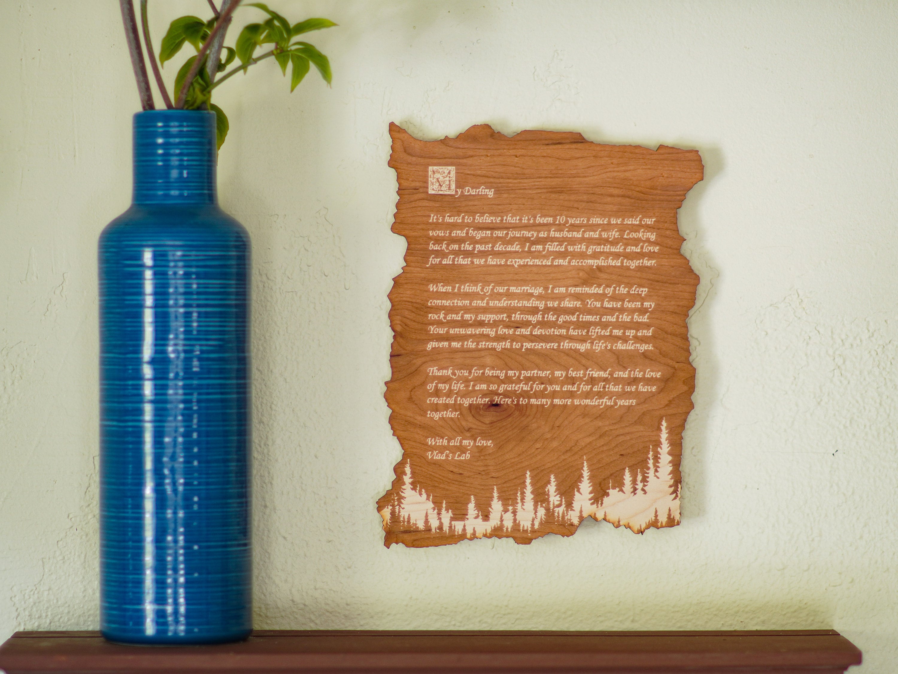 Custom Engraved Wooden Wall Plaque | Personalized Love Letter Gift for Anniversaries, Weddings