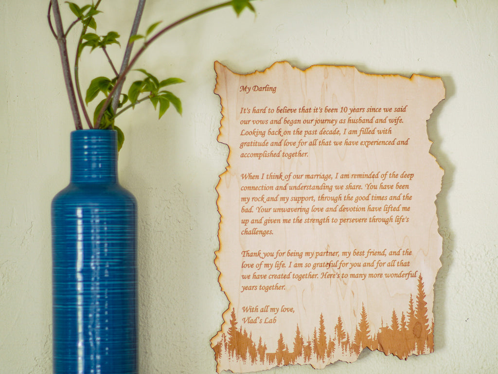 Custom Engraved Wooden Wall Plaque | Personalized Love Letter Gift for Anniversaries, Weddings