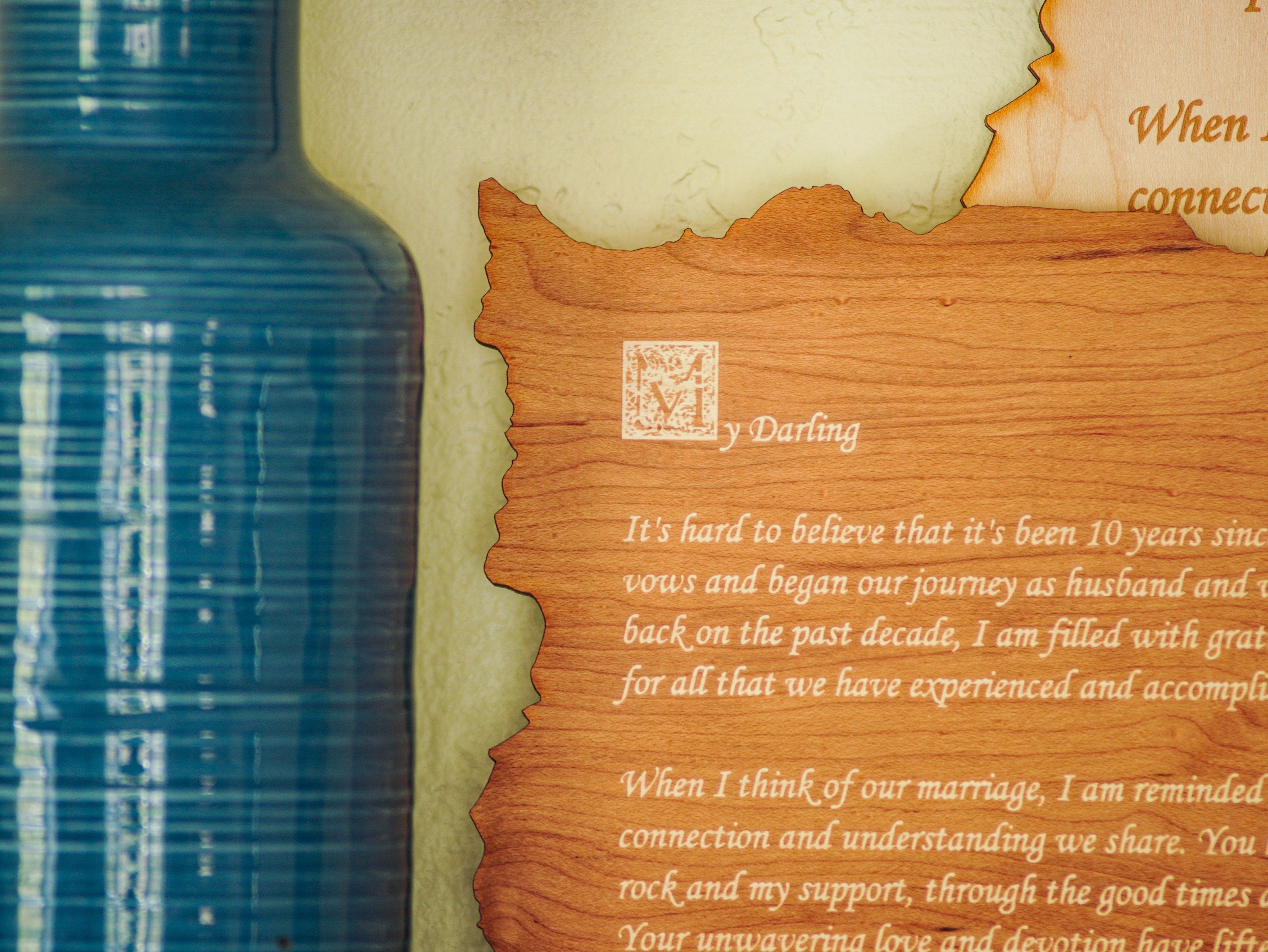 Custom Engraved Wooden Wall Plaque | Personalized Love Letter Gift for Anniversaries, Weddings