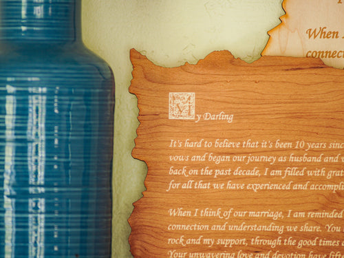 Custom Engraved Wooden Wall Plaque | Personalized Love Letter Gift for Anniversaries, Weddings