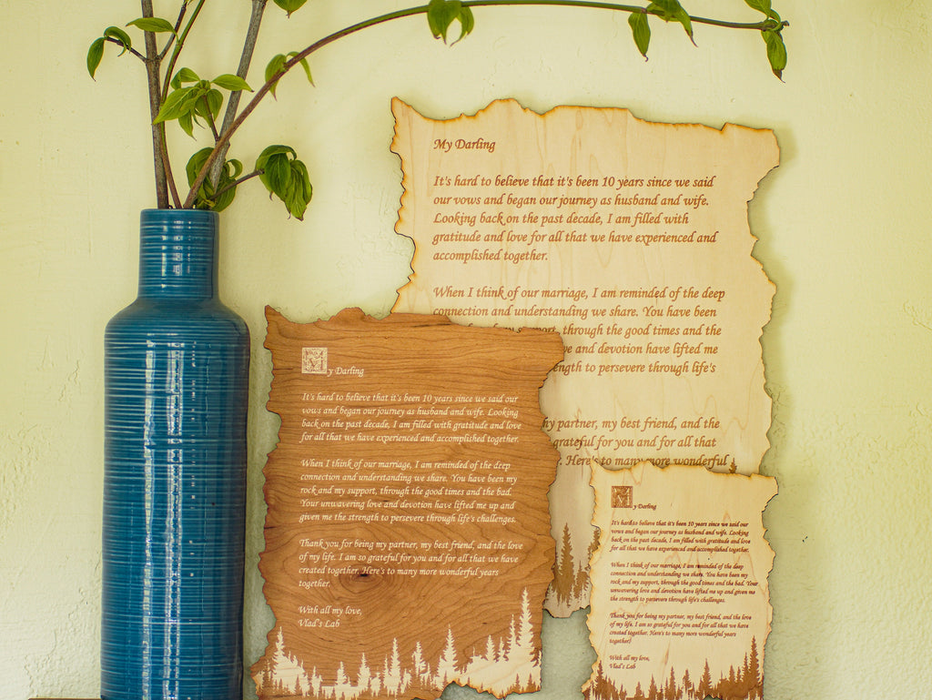 Custom Engraved Wooden Wall Plaque | Personalized Love Letter Gift for Anniversaries, Weddings