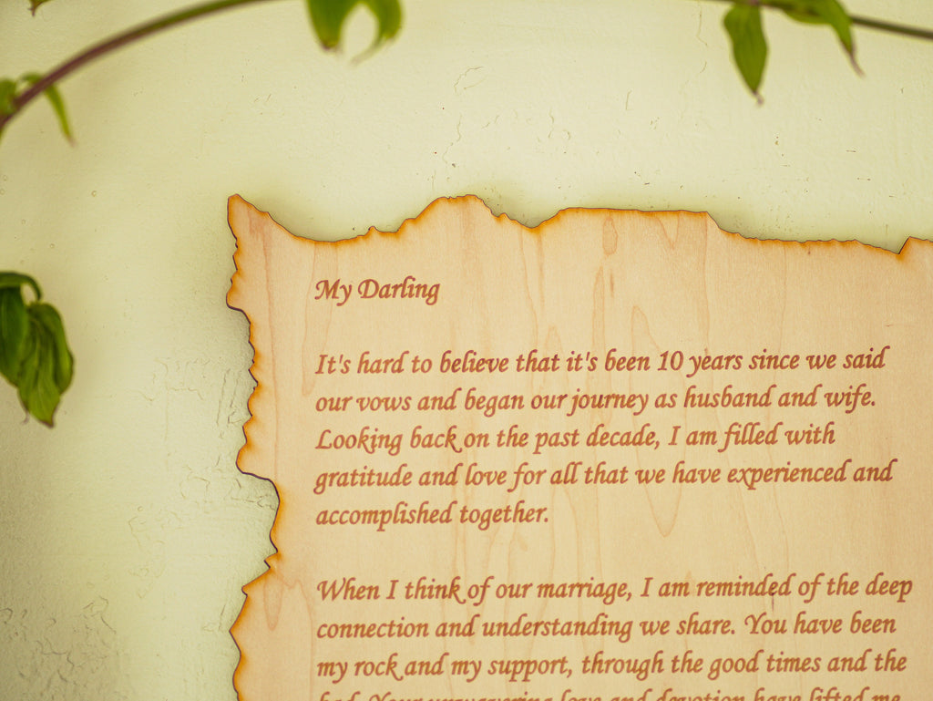 Custom Engraved Wooden Wall Plaque | Personalized Love Letter Gift for Anniversaries, Weddings