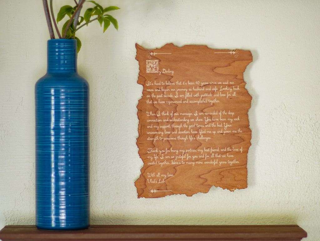 Engraved Wood Poem: Custom Personalized Wall Decor Keepsake