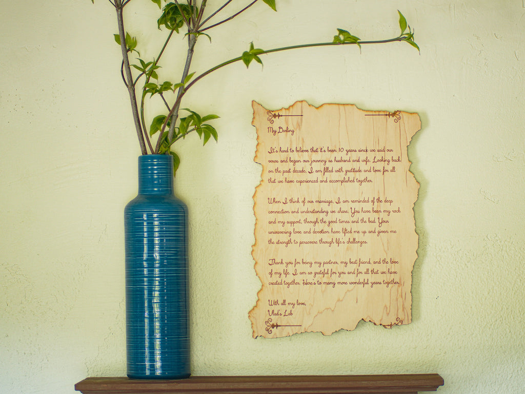 Engraved Wood Poem: Custom Personalized Wall Decor Keepsake