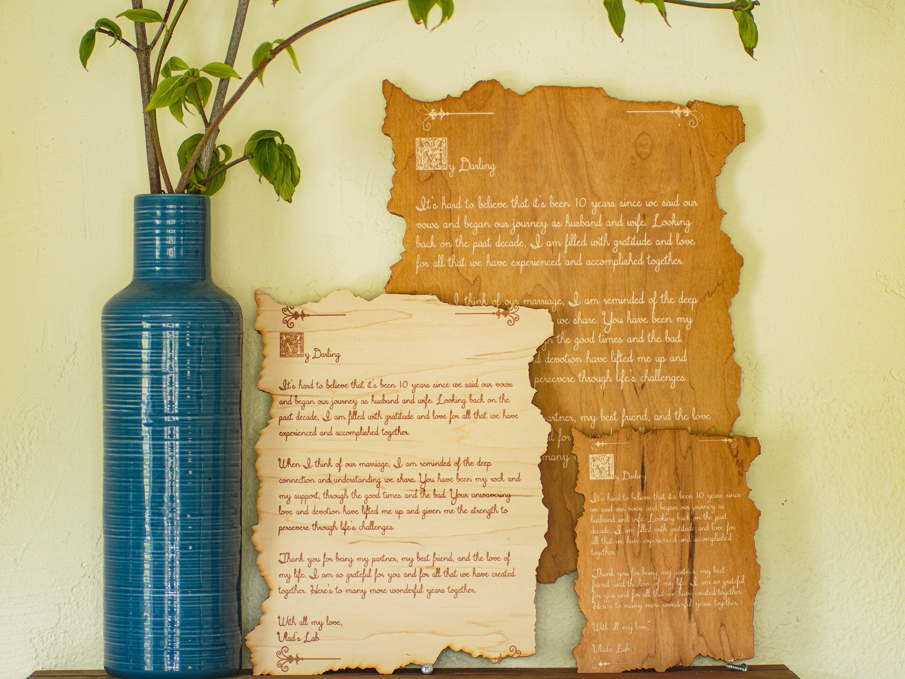 Engraved Wood Poem: Custom Personalized Wall Decor Keepsake