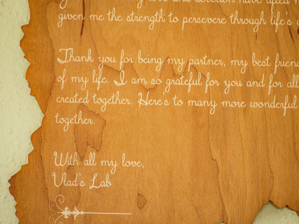 Engraved Wood Poem: Custom Personalized Wall Decor Keepsake