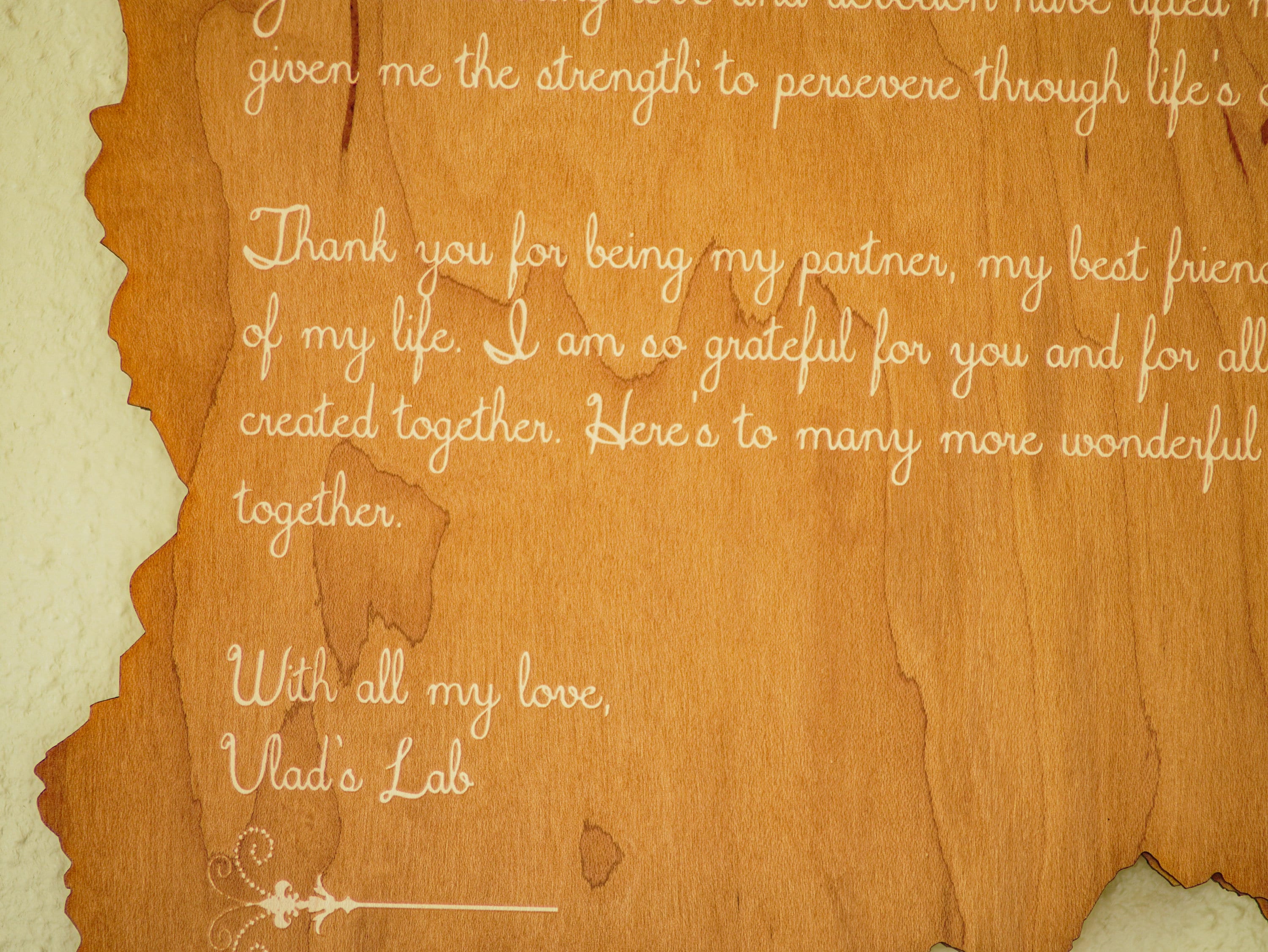 Engraved Wood Poem: Custom Personalized Wall Decor Keepsake