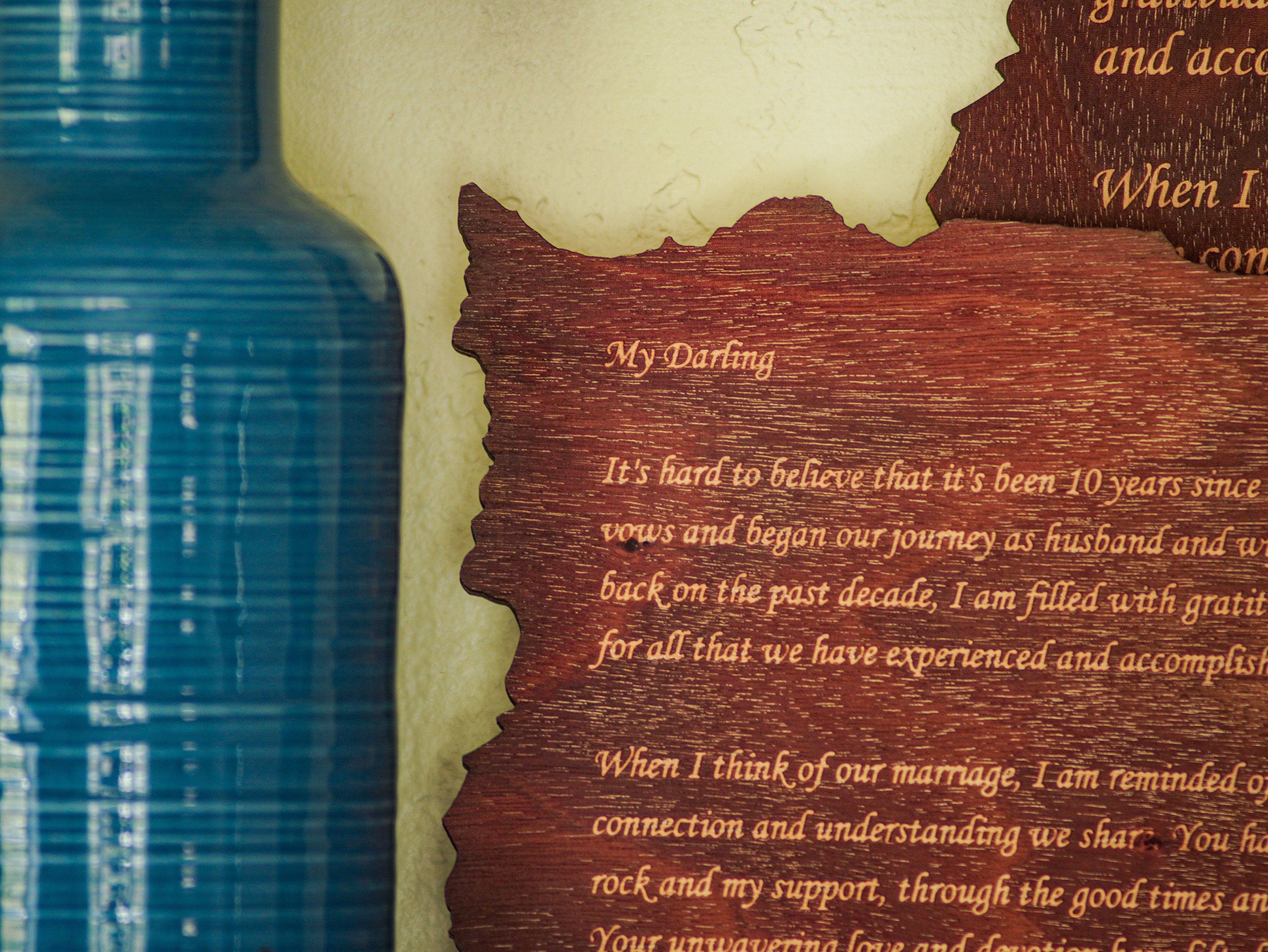 Custom Wall Decor | Engraved Personalized Poem - Unique Handcrafted Keepsake, Perfect for Gifting and Home Décor