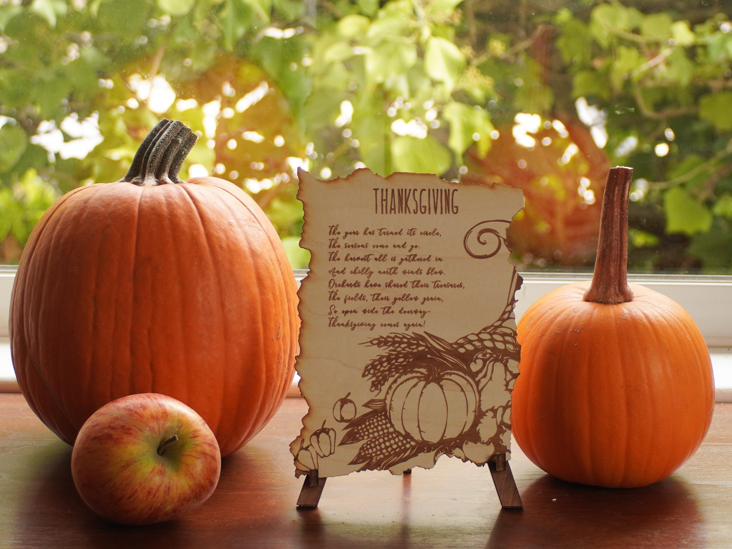 Thanksgiving engraved blessing | Poem with a stand | Large, medium and small.