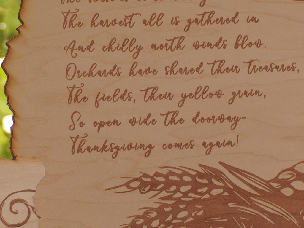 Thanksgiving engraved blessing | Poem with a stand | Large, medium and small.