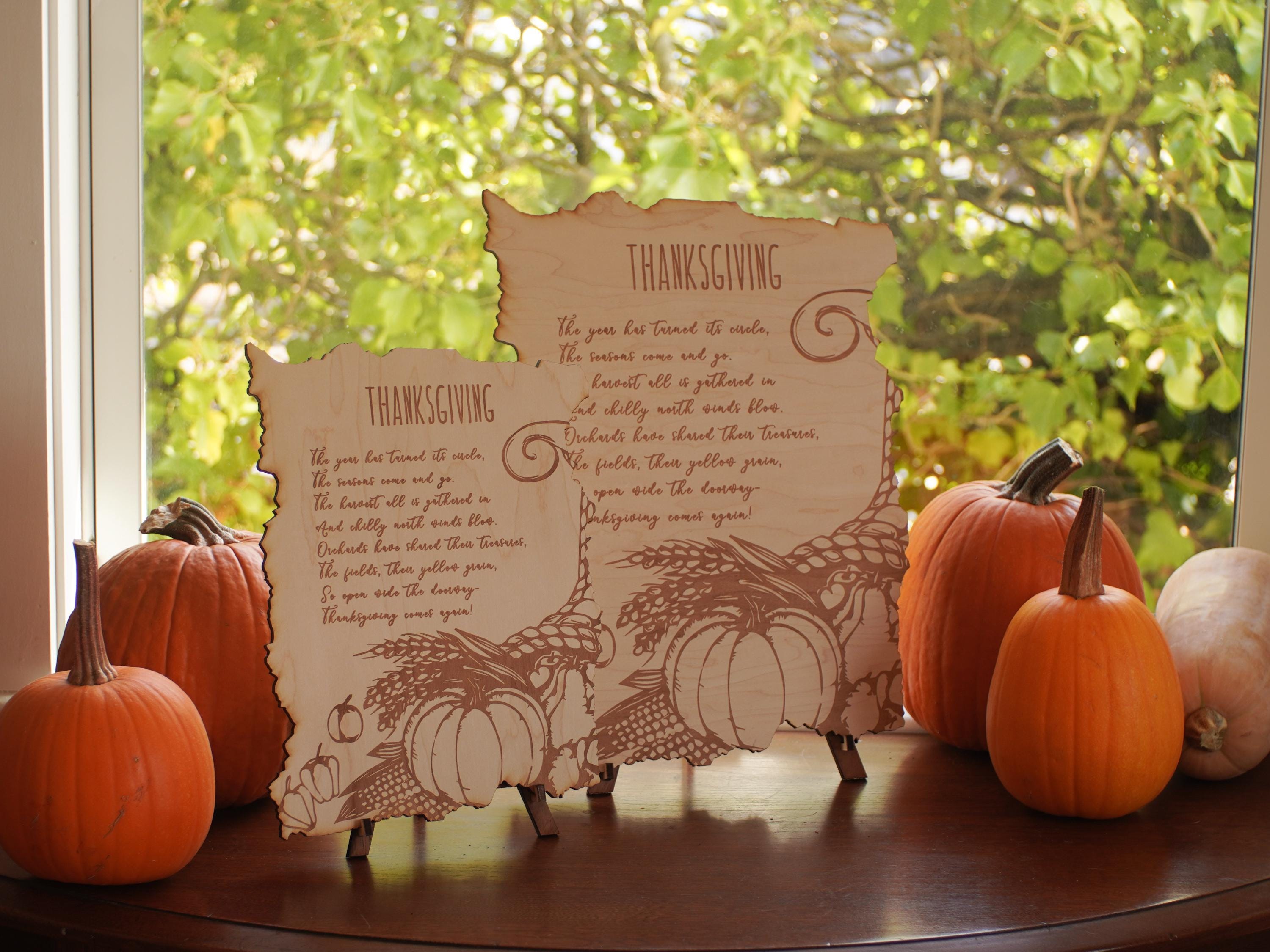 Thanksgiving engraved blessing | Poem with a stand | Large, medium and small.