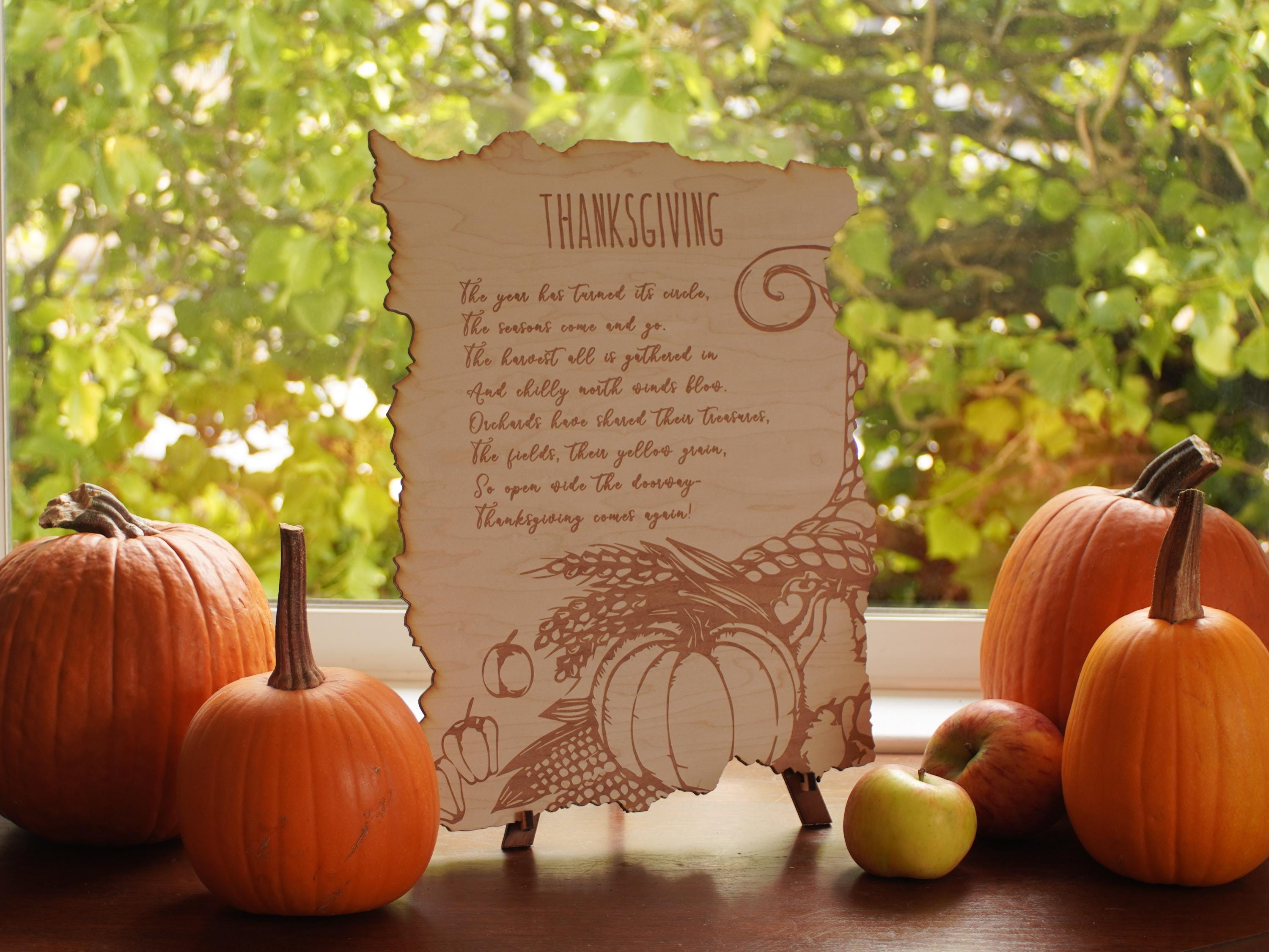 Thanksgiving engraved blessing | Poem with a stand | Large, medium and small.