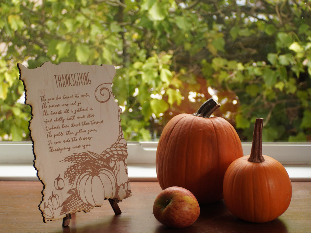Thanksgiving engraved blessing | Poem with a stand | Large, medium and small.