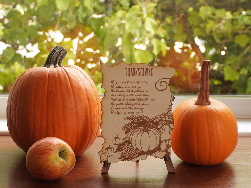 Thanksgiving engraved blessing | Poem with a stand | Large, medium and small.